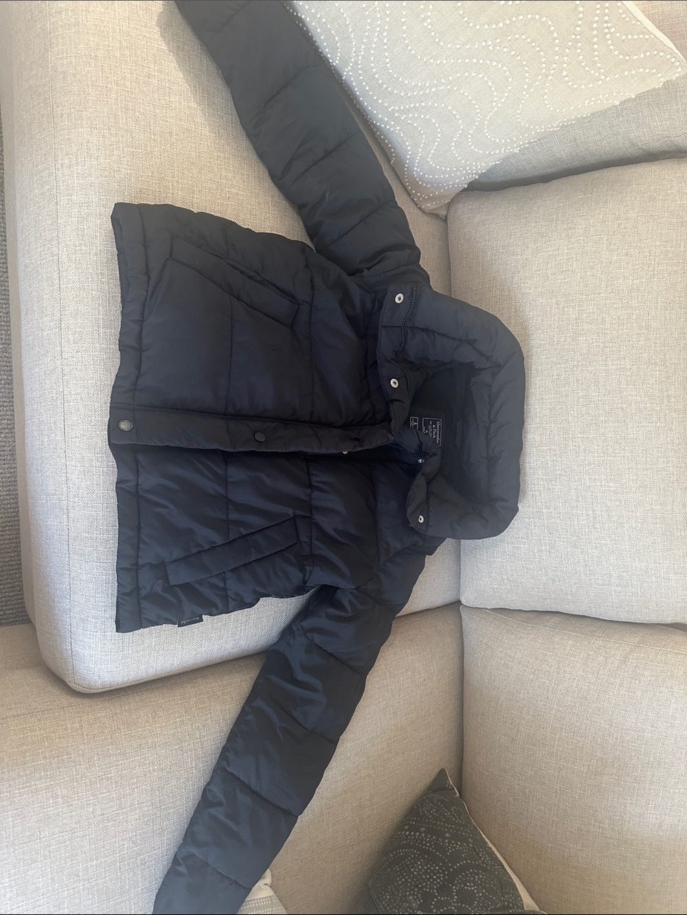 Abercrombie & Fitch Black Hooded Quilted Puffer Jacket
